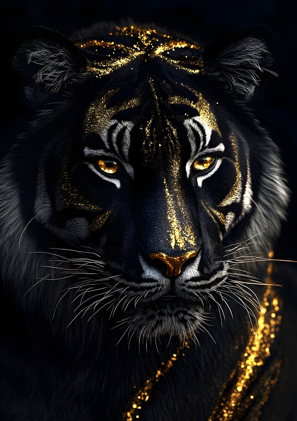 Black and Gold Tiger Poster - Modern Luxury Wildlife Decor & Dark Aesthetic Animal Portrait — Poster poster — tiger canvas
