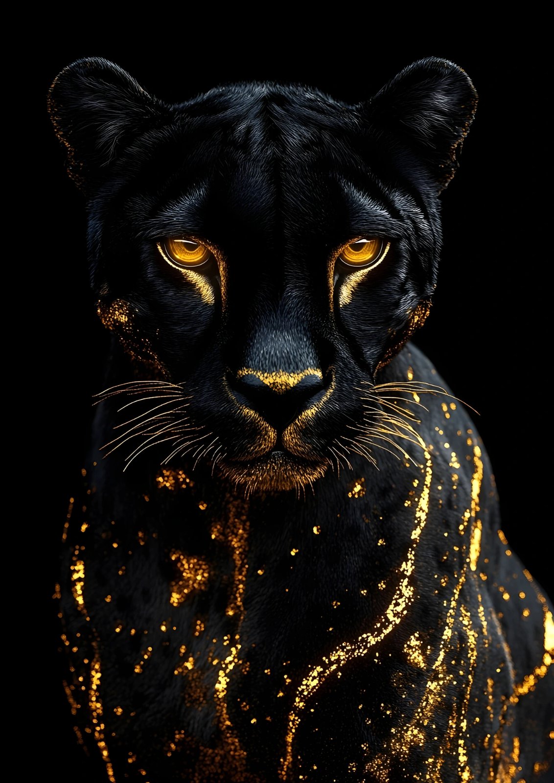 Black Panther Poster – Luxury Black and Gold Animal Portrait Poster — Poster poster — panther canvas wall art
