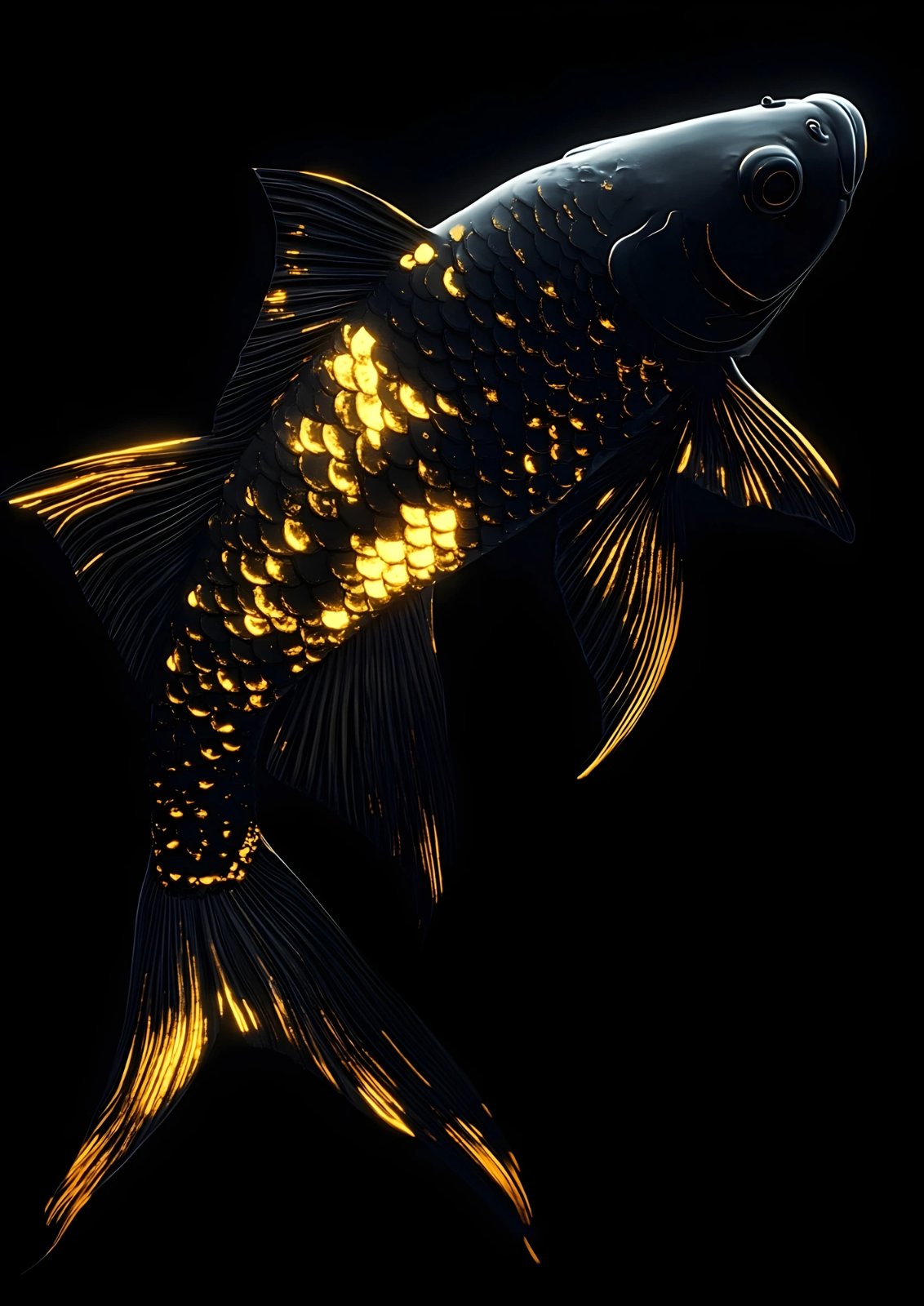 Luminous Gold & Black Koi Fish Poster – Modern Luxury Aquatic Poster — Poster poster — koi fish wall decor