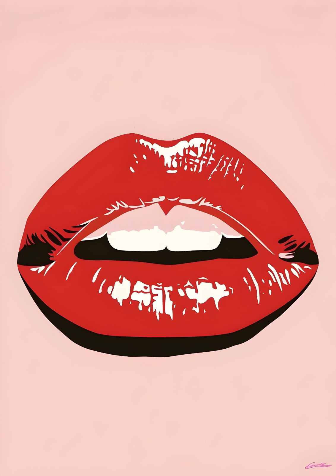 Red Lips Pop Art Poster - Modern Glam Wall Decor for Living Room & Bedroom — Poster