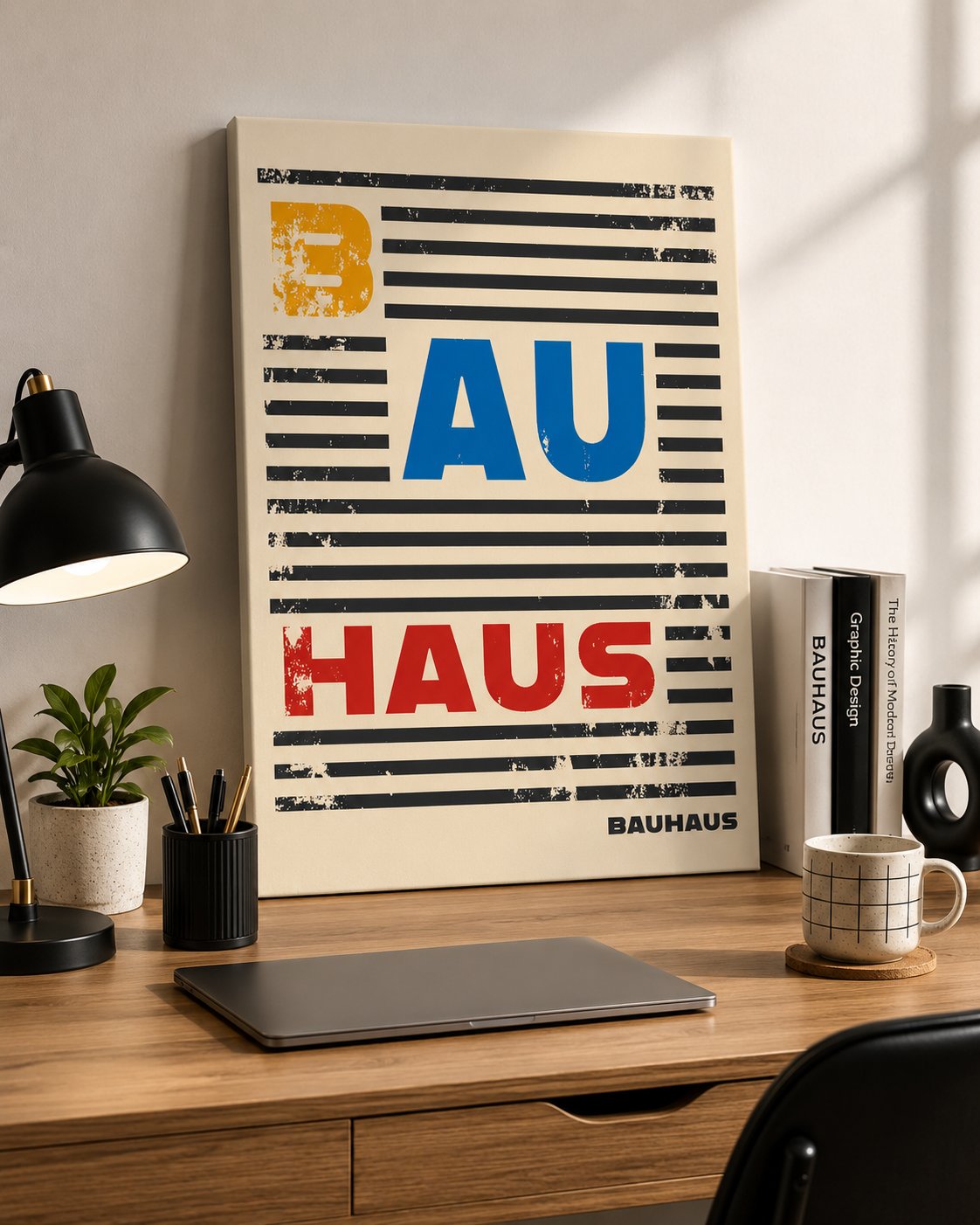 Retro Bauhaus Poster | Vintage Geometric Wall Art | Mid-Century Modern Typography Print for Living Room & Office Decor canvas print — Bauhaus poster