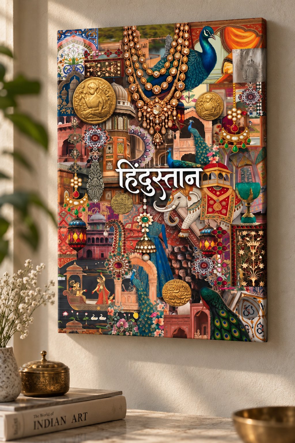 Royal Hindustan Traditional Indian Heritage Wall Art - Vibrant Cultural Collage Poster canvas print — Indian heritage collage
