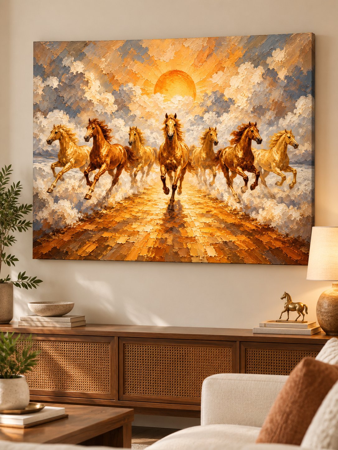 Seven Horses Canvas Wall Art for Office | Buy Online India