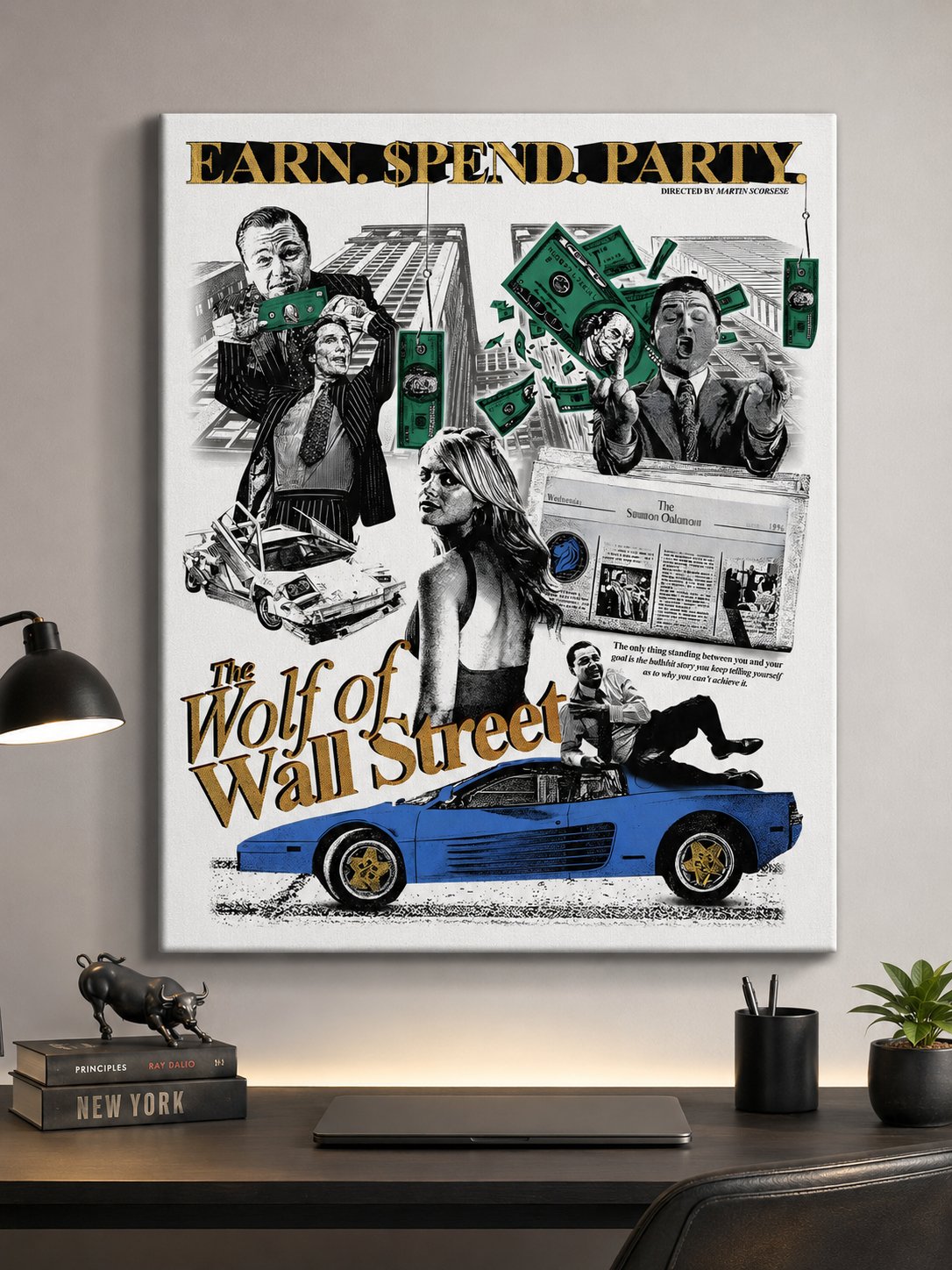 The Wolf of Wall Street Movie Poster Wall Art - Martin Scorsese Film Canvas Print, Motivation Office Decor, Leonardo DiCaprio Art canvas print — stock market poster