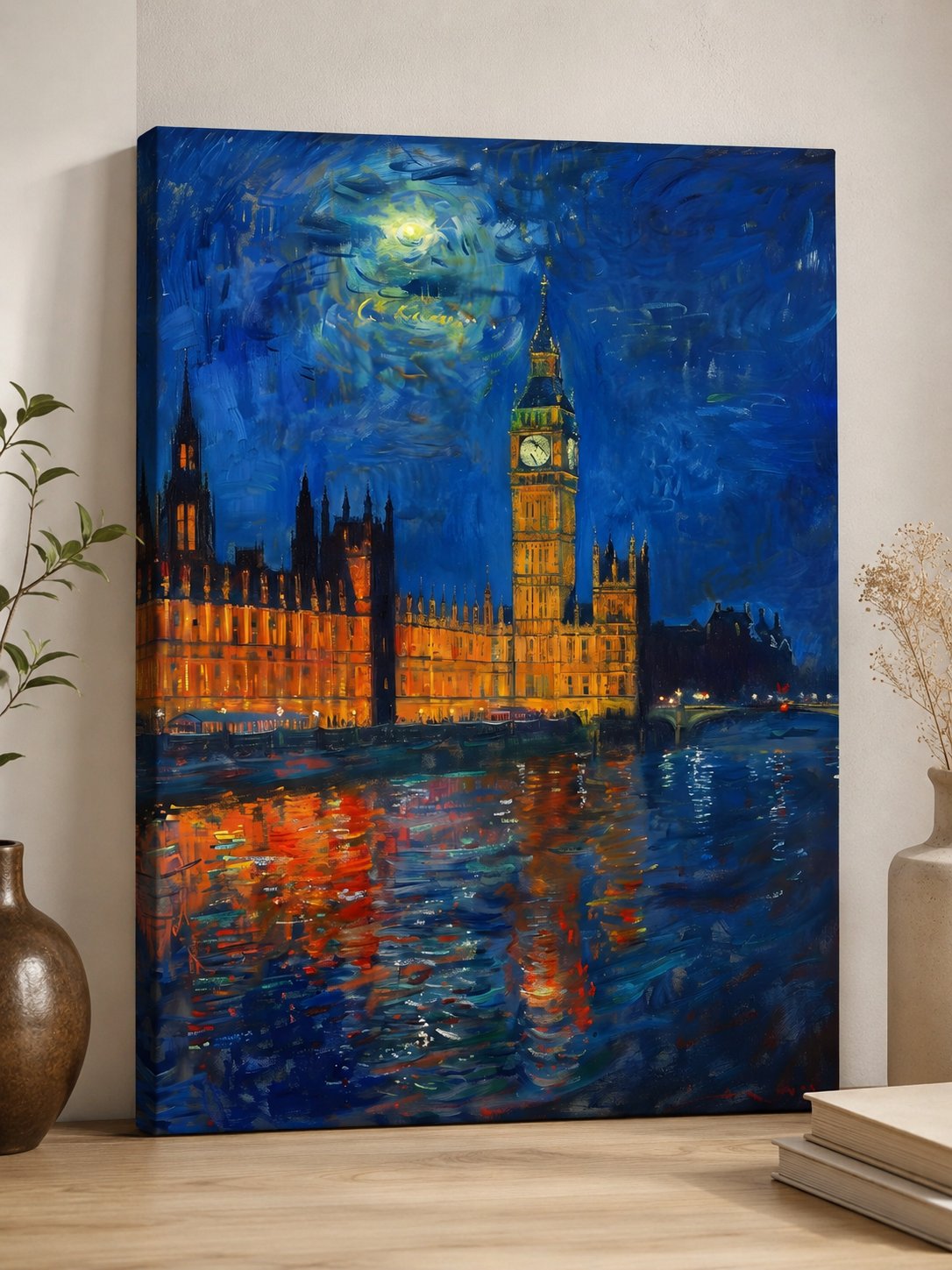 Van Gogh Style Big Ben Canvas Wall Art | Starry Night London Parliament Painting Print canvas print — Big Ben print