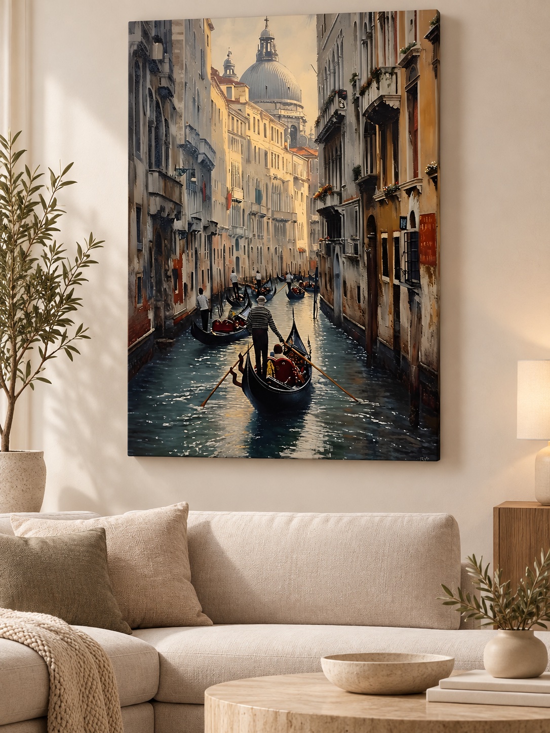 Venice Canal Gondolas Canvas Wall Art
