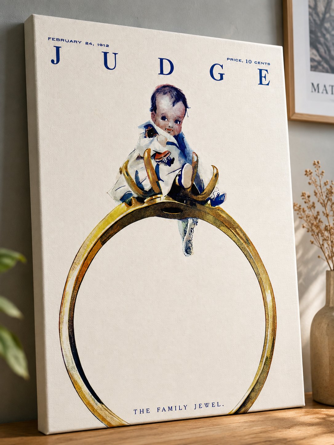 Vintage "Judge" Magazine Cover Poster (Feb 24, 1912) – "The Family Jewel" Antique Wall Art Print canvas print — antique magazine cover