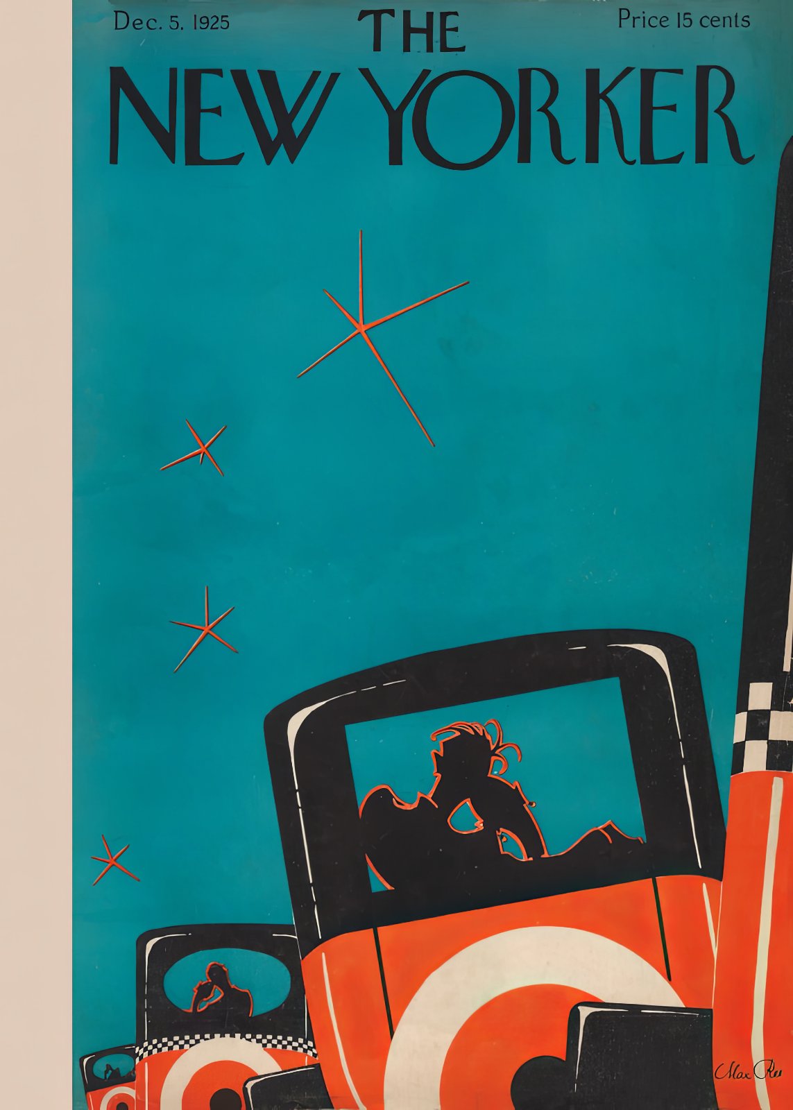 Vintage New Yorker Magazine Cover Poster – Dec 5, 1925 Art Print by Max Ree | Retro Poster, Mid-Century Modern Home Decor, Classic Cab Illustration Poster — Poster