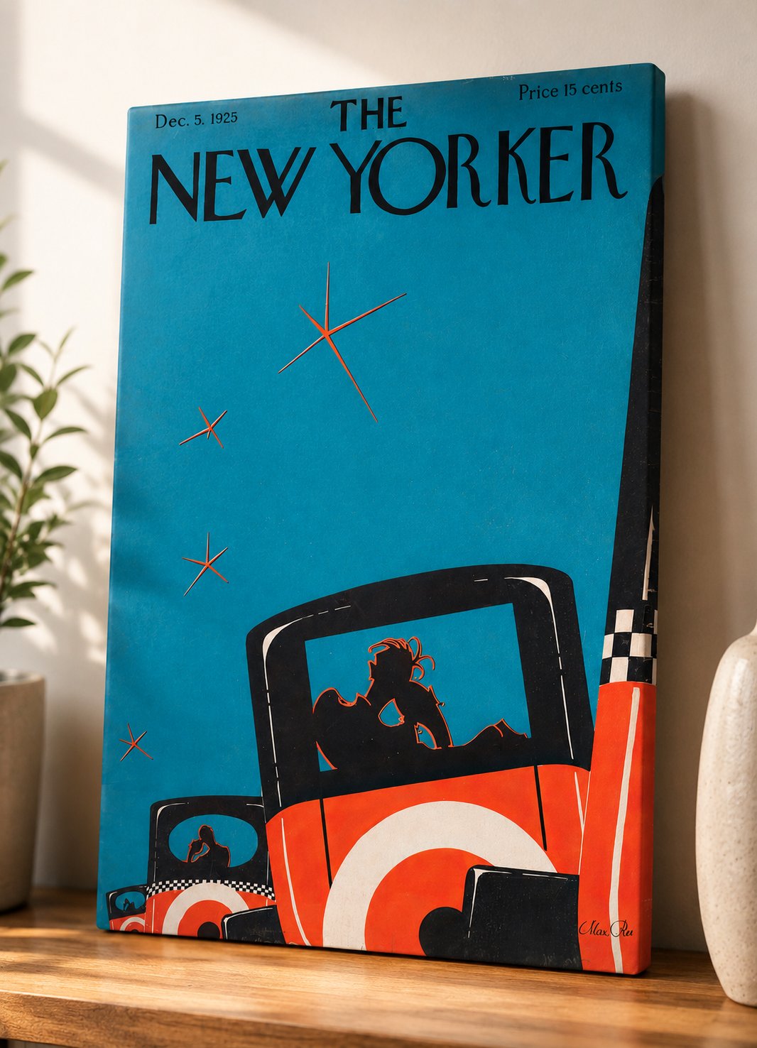 Vintage New Yorker Magazine Cover Poster – Dec 5, 1925 Art Print by Max Ree | Retro Wall Art, Mid-Century Modern Home Decor, Classic Cab Illustration Canvas canvas print — 1920s magazine cover