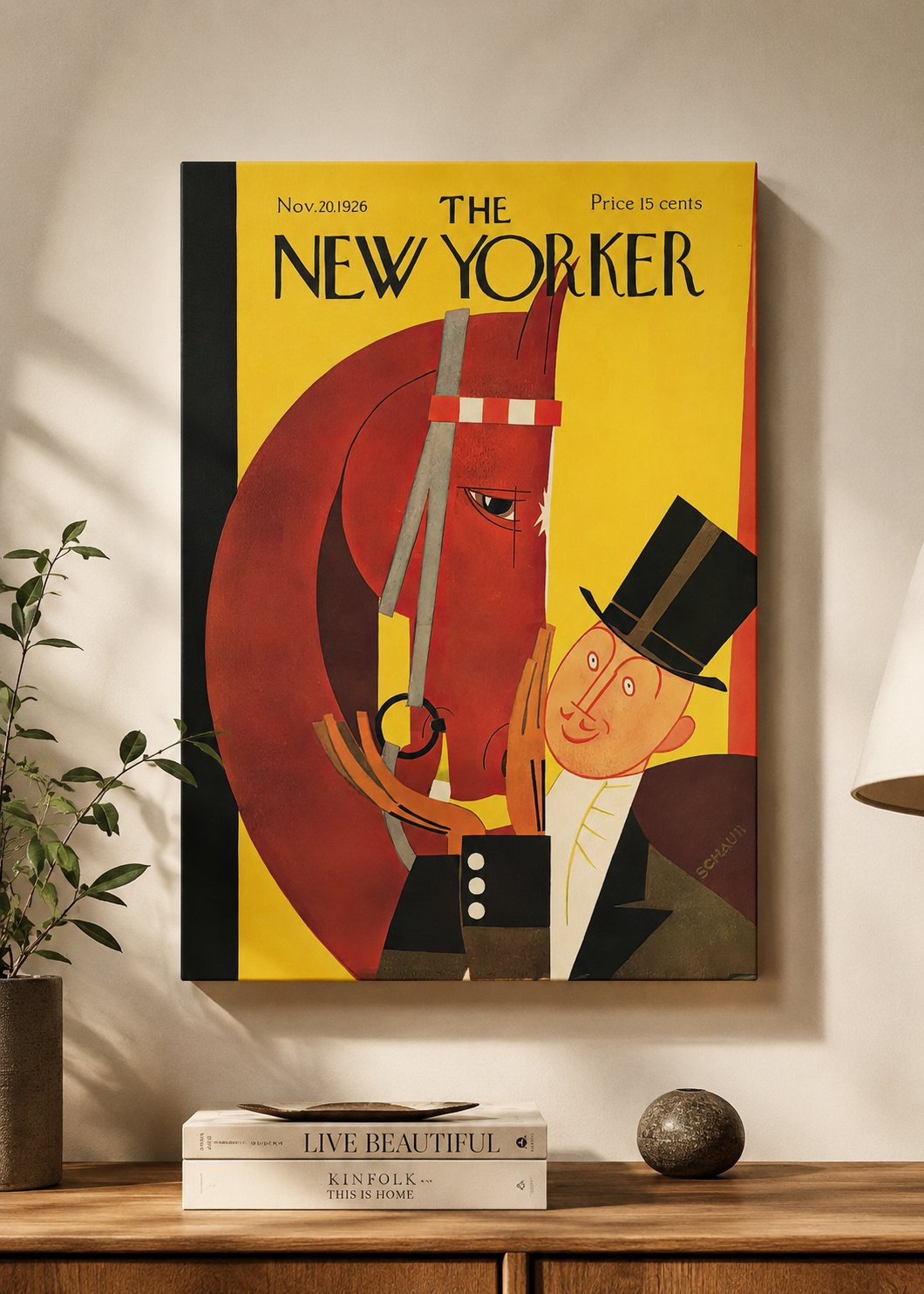  Vintage New Yorker Magazine Cover Wall Art – Nov 20, 1926 Horse & Equestrian Art Print – Retro Art Deco Home Decor canvas print — equestrian decor