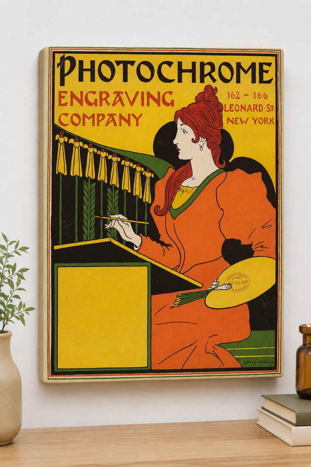 Vintage Photochrome Engraving Company Poster Print, Art Nouveau Wall Art, Retro New York Advertisement Decor, Louis Rhead Art Poster canvas print — Art Nouveau print