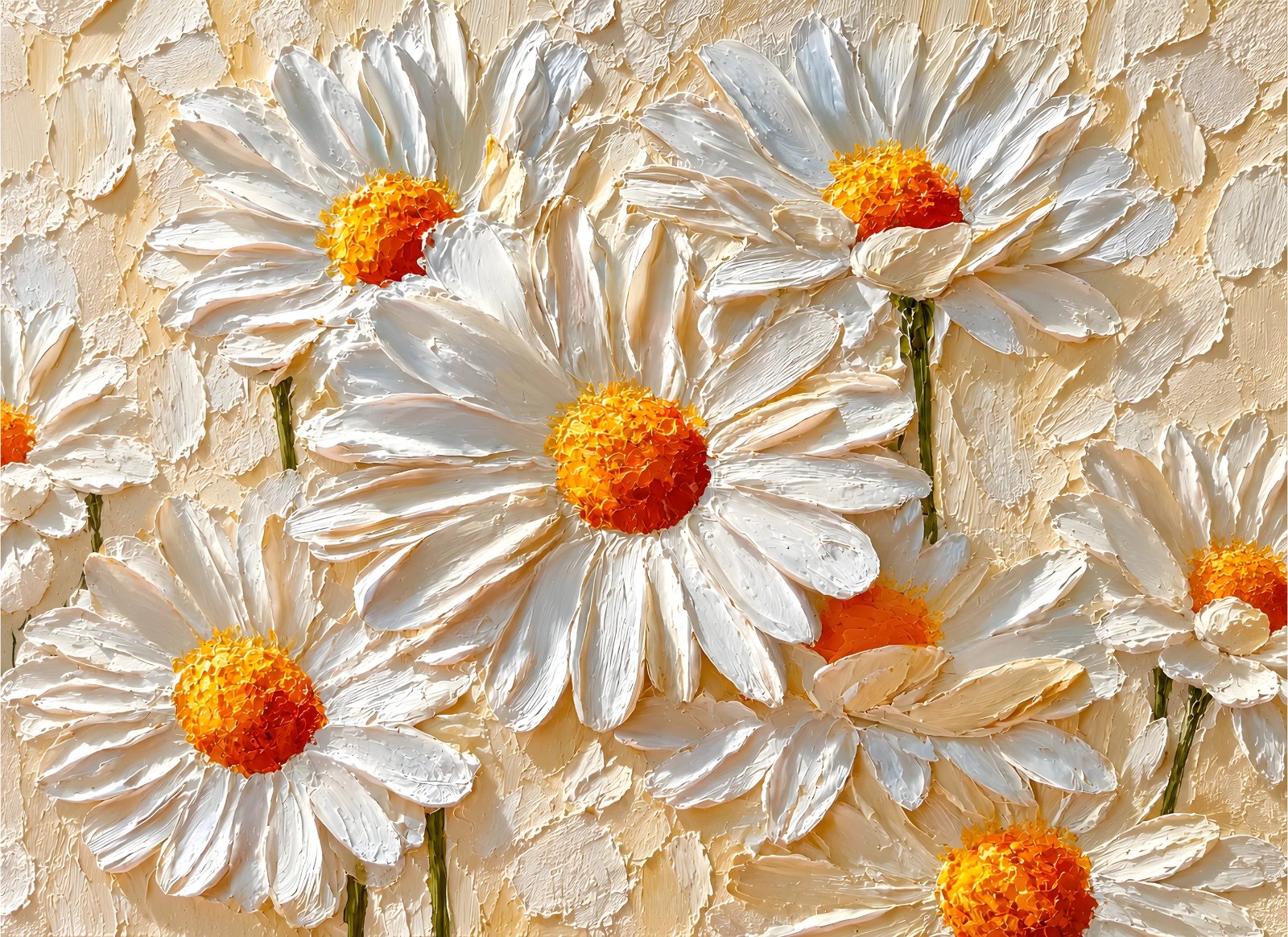 white daisy impasto poster