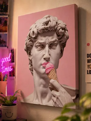 David statue with ice cream pop art canvas wall art for the bedroom, buy online in India
