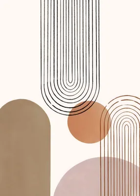 Boho Abstract Geometric Poster - Minimalist Earth Tone Arches