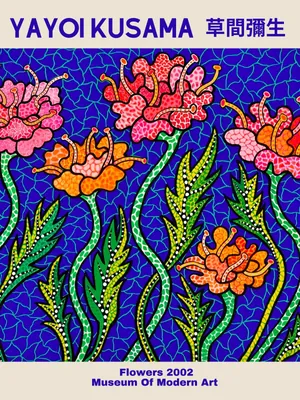Yayoi Kusama 2002 flowers exhibition canvas wall art for the living room, buy online in India