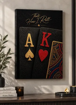 Ace and king playing cards canvas wall art for living room, buy in India