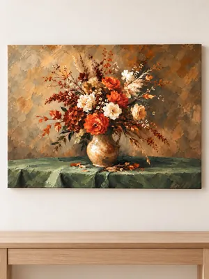 autumn bouquet pitcher still life canvas wall art
