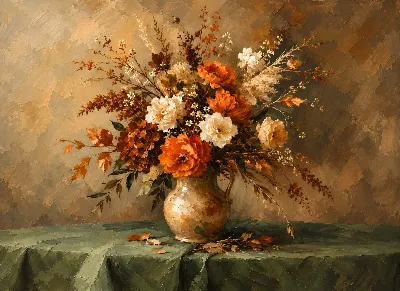 Autumn Bouquet Pitcher Still Life poster for Living Room — Poster
