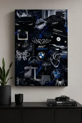 BMW built different collage canvas wall art for bedroom, buy in India