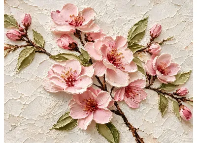 Cherry Blossom Branch Impasto poster for Living Room
