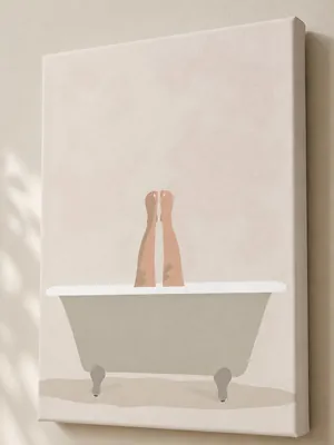 Chic minimalist self care bathtub canvas wall art for the bathroom, buy online in India
