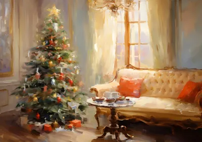 Cozy Christmas Tree Living Room poster