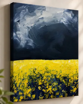 Stormy sky wildflower field canvas wall art for living room, buy in India