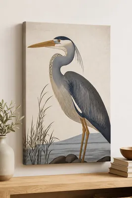Blue heron vintage canvas wall art for living room, buy online in India