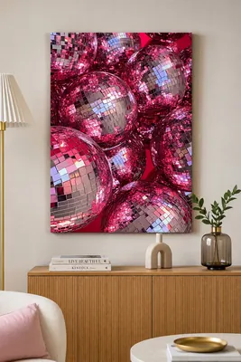 Hot pink disco ball party aesthetic canvas wall art for the living room, buy online in India