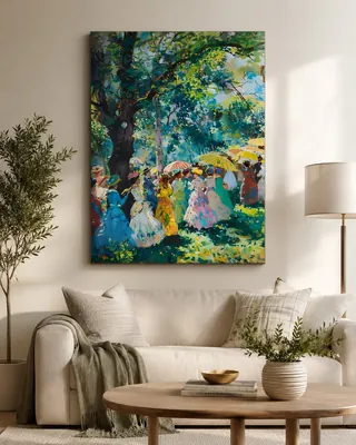 Impressionist Victorian garden party canvas wall art for the living room, buy online in India