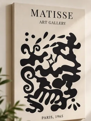 Matisse exhibition black and white abstract canvas wall art for the living room, buy online in India