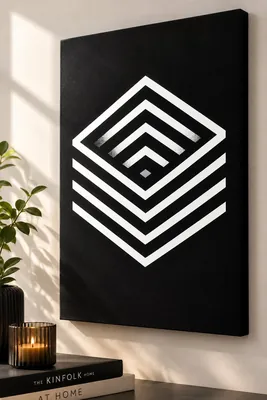 Minimalist geometric cube optical illusion canvas wall art for the living room, buy online in India