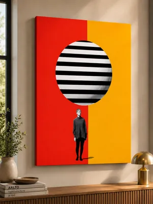 Minimalist red and yellow abstract pop art canvas wall art for the living room, buy online in India
