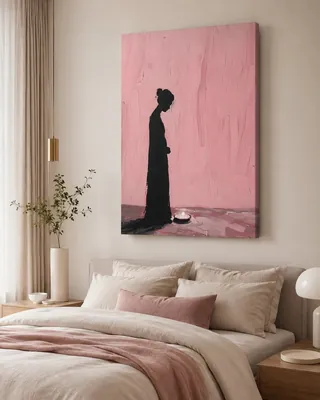 Minimalist woman and candle silhouette canvas wall art for the bedroom, buy online in India