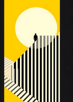 Minimalist Silhouette Poster - Modern Yellow and Black Geometric Art Print