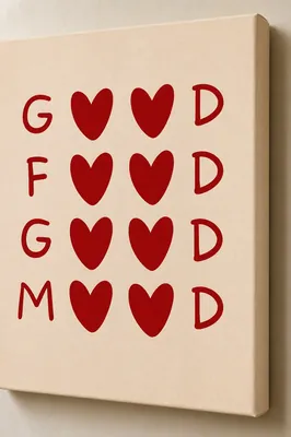 Good Food Good Mood heart typography canvas wall art for the kitchen, buy online in India