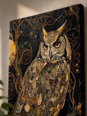 Mosaic owl canvas wall art for living room, buy online in India