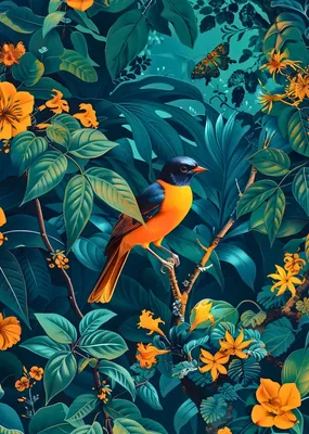 Orange Oriole Tropical Bird poster