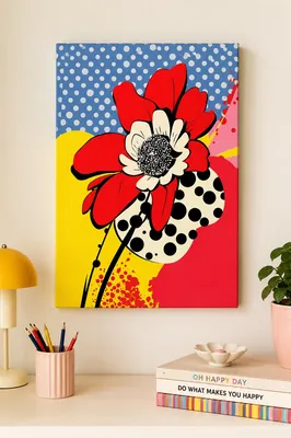 Pop art retro floral vibrant canvas wall art for the kids' room, buy online in India
