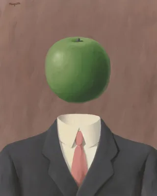 René Magritte The Son of Man Poster – Surrealist Floating Green Apple Poster