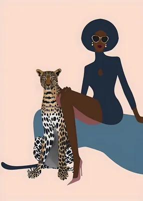 Chic African American Woman with Leopard Poster