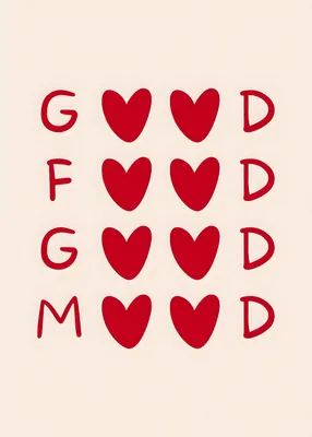 Modern Typography Kitchen Poster Art - "Good Food Good Mood" Heart Poster