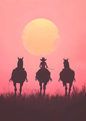 Cowgirl Riding Horse Poster