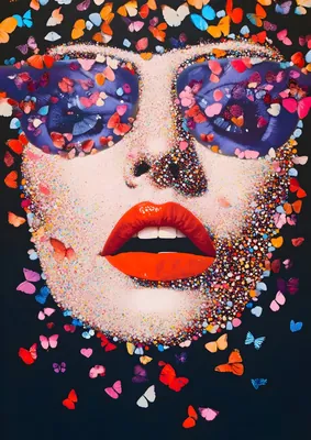 Vibrant Butterfly Sunglasses Pop Art Poster - Modern Fashion Wall Decor