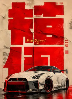 JDM Nissan GT-R Poster - "Built Different" Japanese Sports Car Poster & Poster
