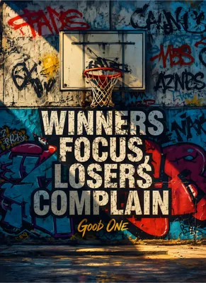 Winners Focus Losers Complain Motivational Basketball Poster – Urban Graffiti