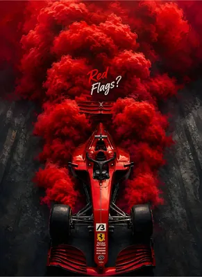 Formula 1 Racing Poster - Red Flags Ferrari F1 Car Poster Poster