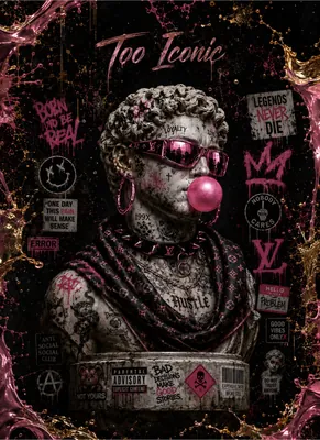 Too Iconic Modern Graffiti Classical Bust Poster – Urban Hypebeast Renaissance