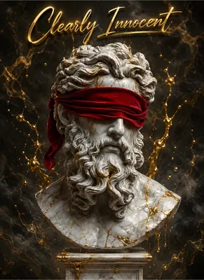 Clearly Innocent Blindfolded Greek Statue Poster - Modern Classical Marble