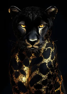 Black and Gold Panther Poster – Majestic Wildlife Poster & Modern Luxury Animal